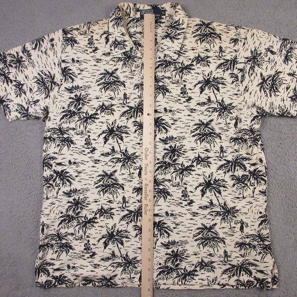 Vintage Polo Ralph Lauren Mens Hawaiian Polo Shirt size‎ XL Floral Palm Trees - Picture 10 of 12